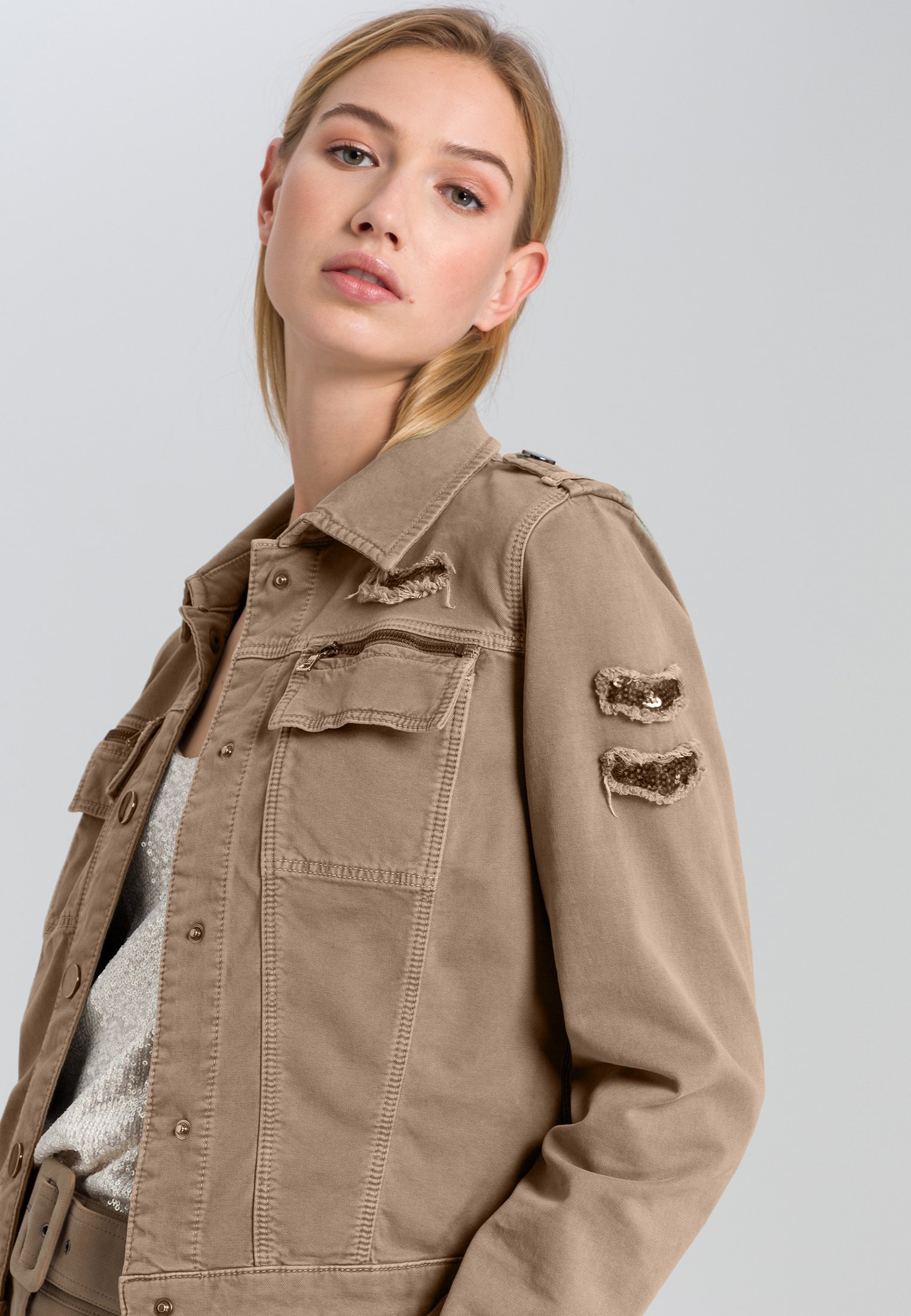 taupe denim jacket