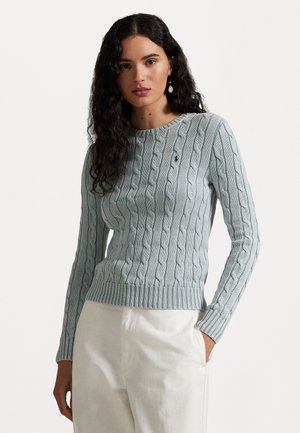 CABLE-KNIT COTTON CREWNECK SWEATER - Neule - light chambray