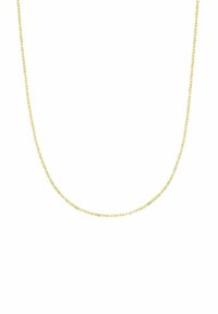 Guld-färgad metallkedjehalsband med en delikat oval länkdesign, som har en slät yta och en subtil glans.