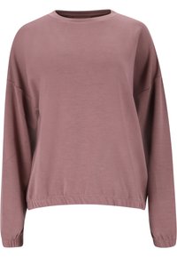 Langarm sweatshirt met ronde hals in stofroze, met een relaxte pasvorm, een gladde textuur en elastische boorden en zoom.