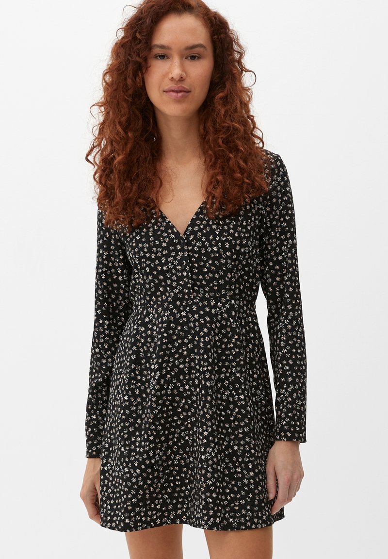 QS MET BLOEMMOTIEF - Blusenkleid - schwarz