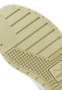 Suola in gomma color beige con impugnature testurizzate e decorate; presenta una sezione a rete e un dettaglio con logo in rilievo.