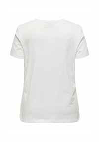 Hvid, kortærmet T-shirt med rund hals og en afslappet pasform. Fremstillet af blødt bomuldsstof med en glat tekstur. Vist fra ryggen.