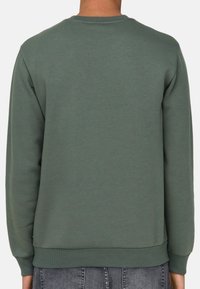 Felpa verde in cotone con colletto rotondo, polsini e orlo a costine. Tessuto liscio, design semplice e senza loghi o motivi visibili.