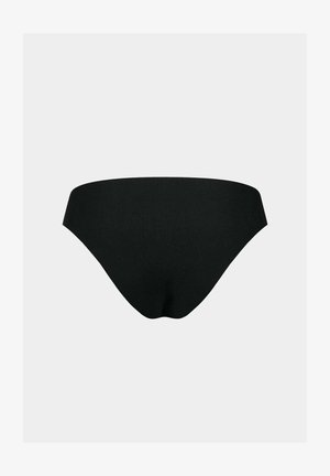Black bikini bottom made from smooth fabric. Features a classic cut with a seamless design and no visible hardware or patterns.