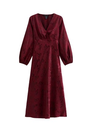 New Look FLORAL LONG SLEEVE MIDI - Day dress - burgundy