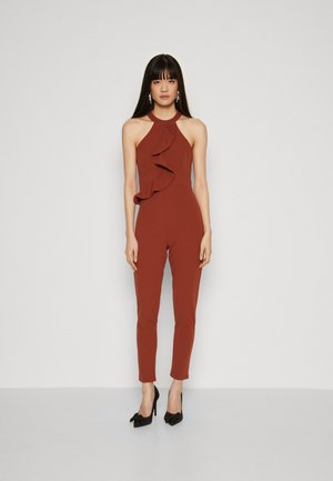 WAL G. POPPY FRILL NECK - Jumpsuit - burnt orange