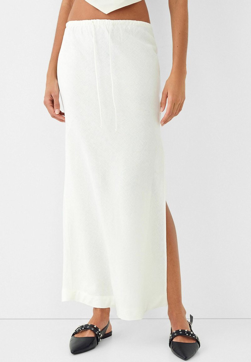 Bershka Jupe longue - white/blanc - ZALANDO.BE