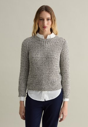MÉLANGE OPENWORK - Jumper - white grey