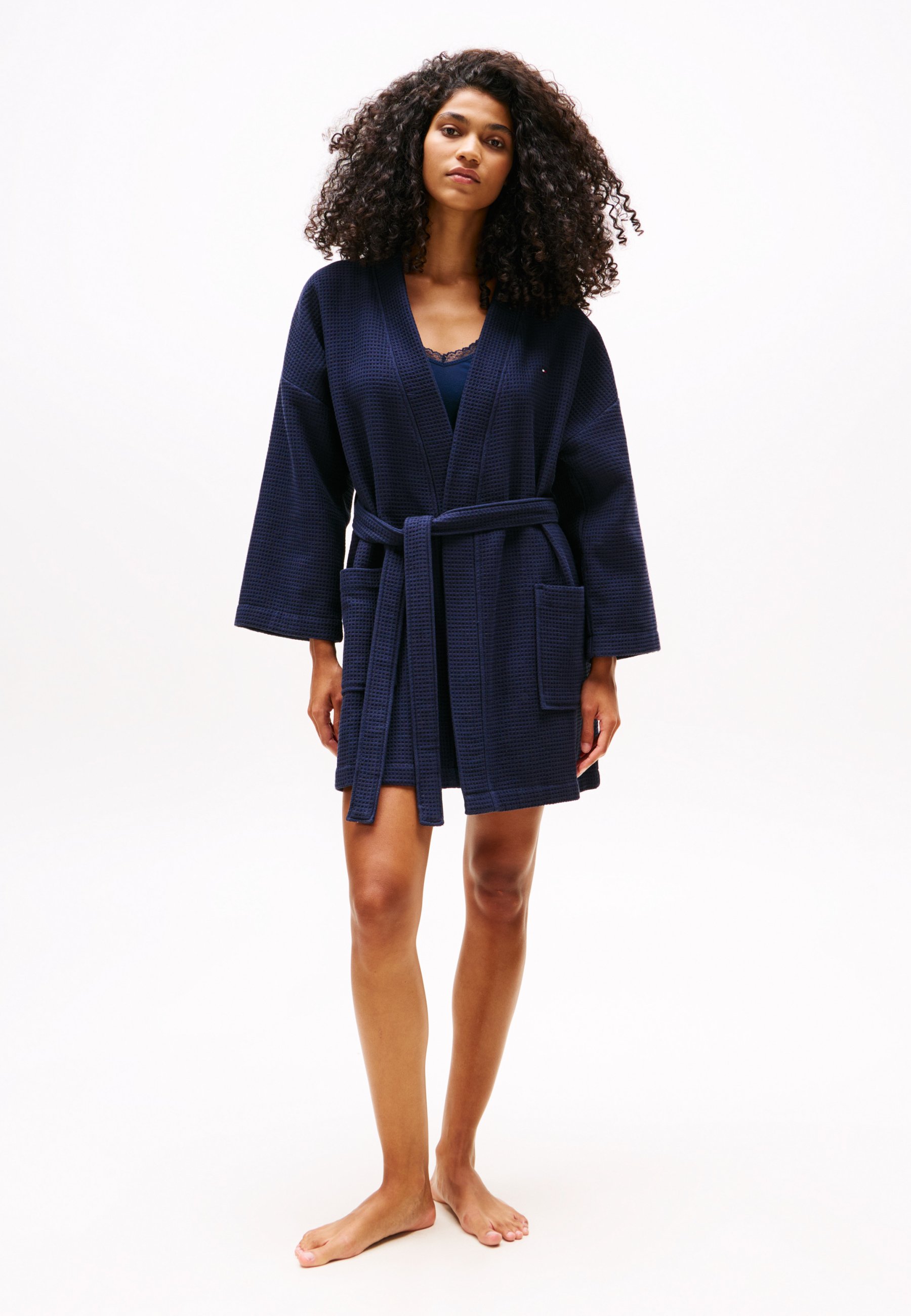 Tommy Hilfiger ESSENTIAL LOUNGE WAFFLE BATHROBE - Dressing gown - dark  night navy/dark blue - Zalando.co.uk