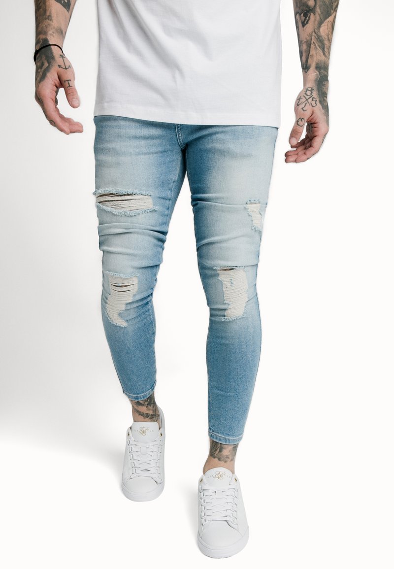 SIKSILK DISTRESSED SUPER  - Vaqueros pitillo - light-blue denim