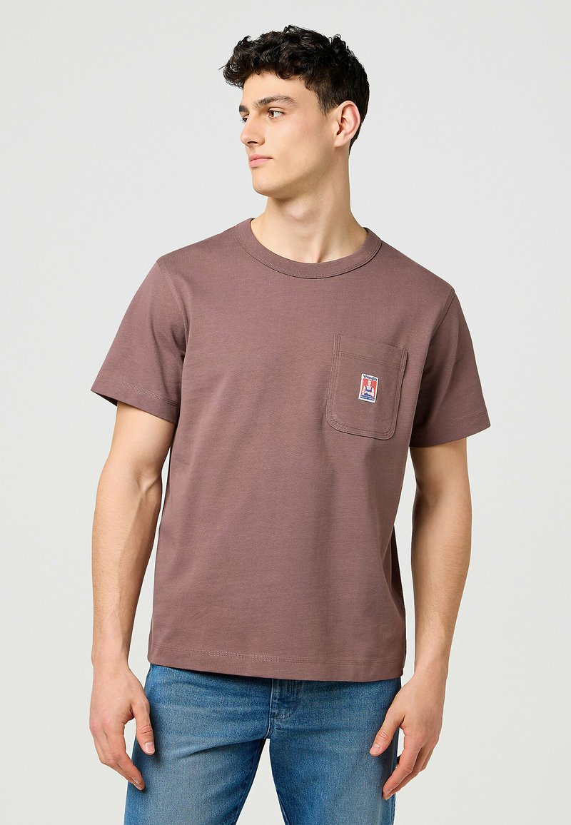 Wrangler SHORT SLEEVE POCKET - T-shirts basic - peppercorn