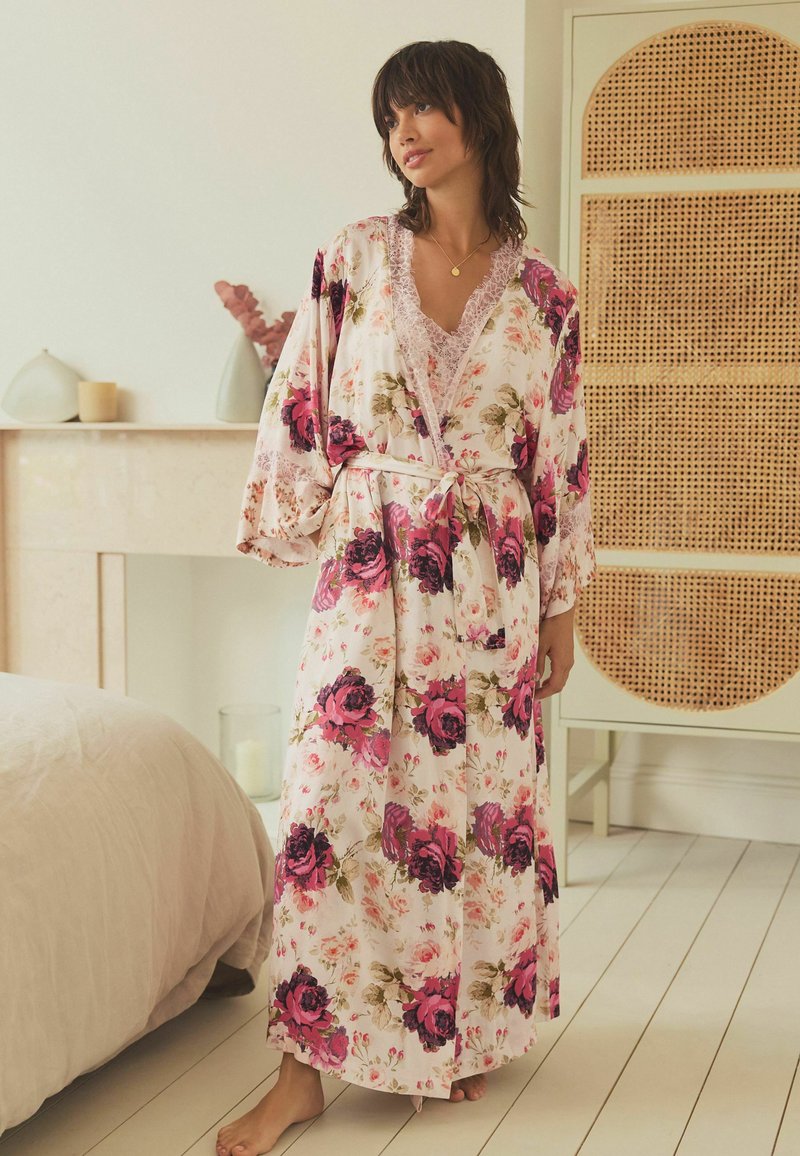 Fresh Roses Dressing Next REGULAR FIT - Dressing gown - pink roses/beige - Zalando