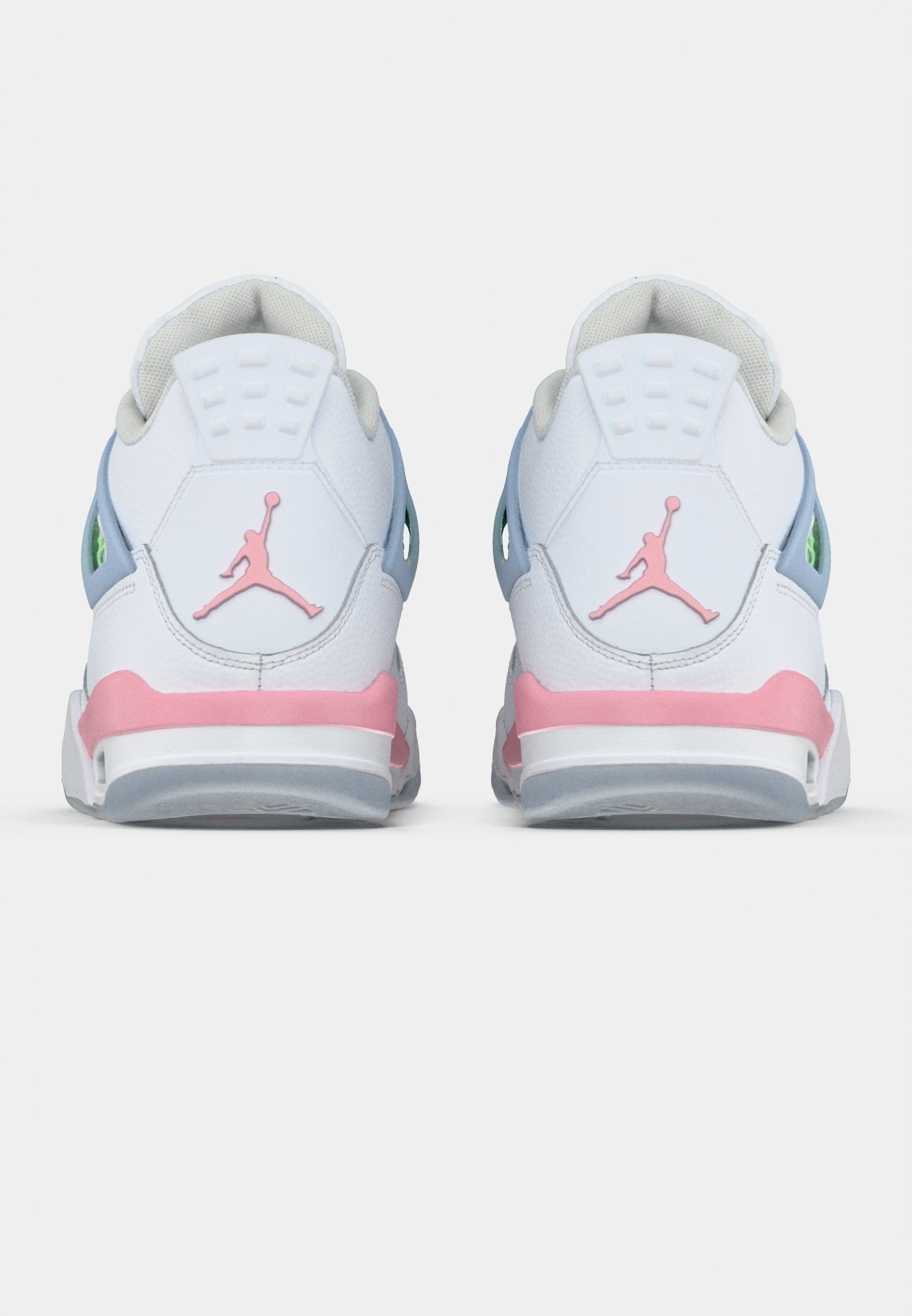 pink blue and black jordan 4s