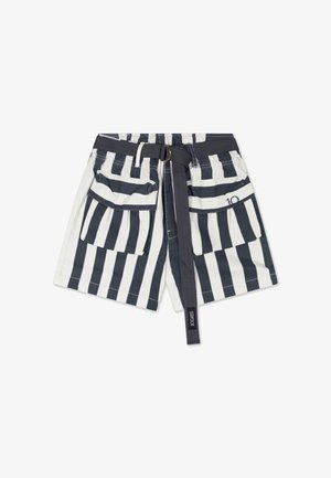 10DAYS, 10DAYS BOTTOMS UTILITY SHORTS STRIPES - Shorts - ecru steel blue