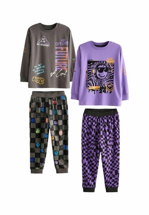 LONG SLEEVE 2 PACK SET - Nachtwäsche Set - black purple smile checkerboard