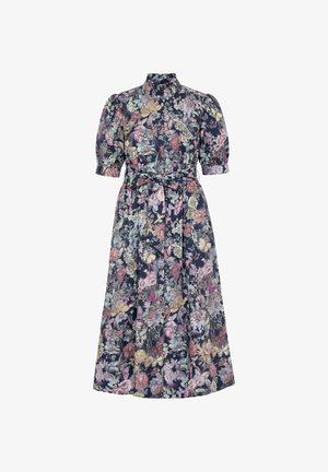 Ulla Popken, VINTAGE BOTANICAL PRINT BUTTON-DOWN DRESS - Blousejurk - marine