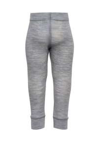 Grå leggings med ett texturerat, melerat mönster. Ankellångt med ett slätt midjeband och inga synliga sömmar på baksidan.