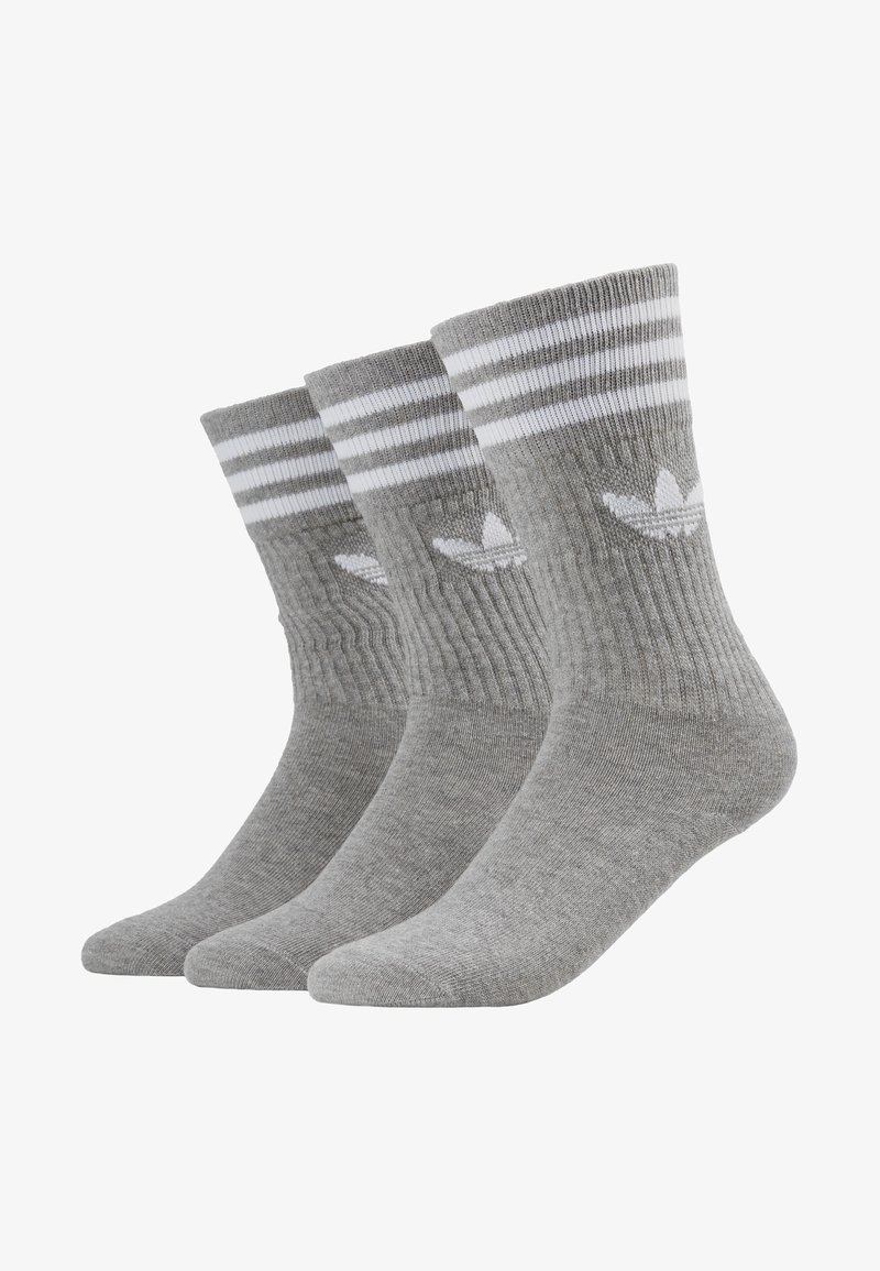 Adidas Originals Solid Crew Unisex 3 Pack Socken Grey White Grau Zalando De