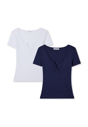 PACK OF 2 PLAIN - T-shirt basic - 1x White, 1x Blue