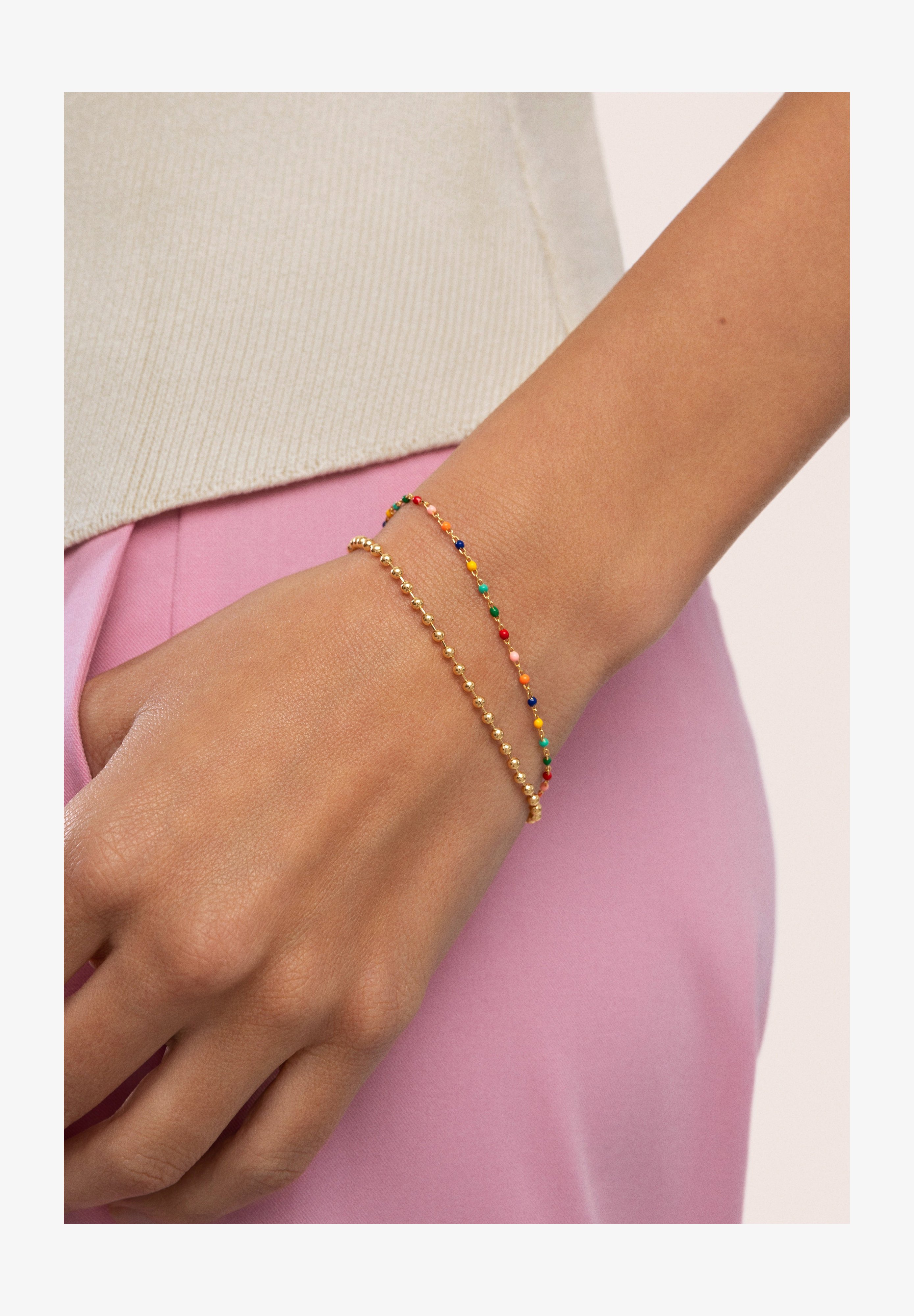 Bracciale SINGULARU Link Rainbow Con Smalto E Placcatura Oro 18kt - Acciaio O Ottone, Lunghezza Regolabile 16+3 Cm, Gioiello Donna
