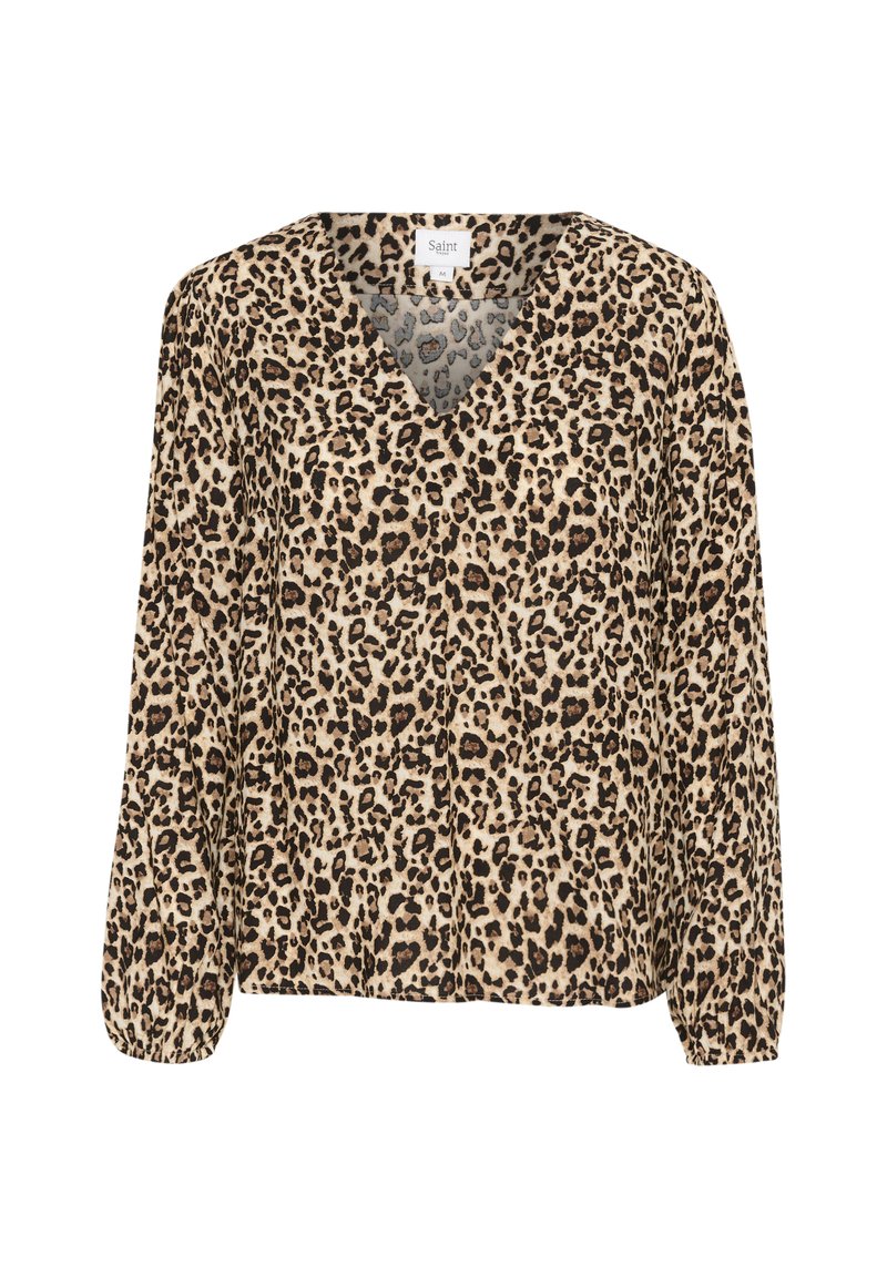 Saint Tropez GAZEL - Bluse - black reg leo/brun - Zalando.dk