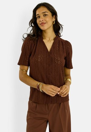 Grain de Malice, CHEMISE COL VICTORIEN - Blusa - chocolat
