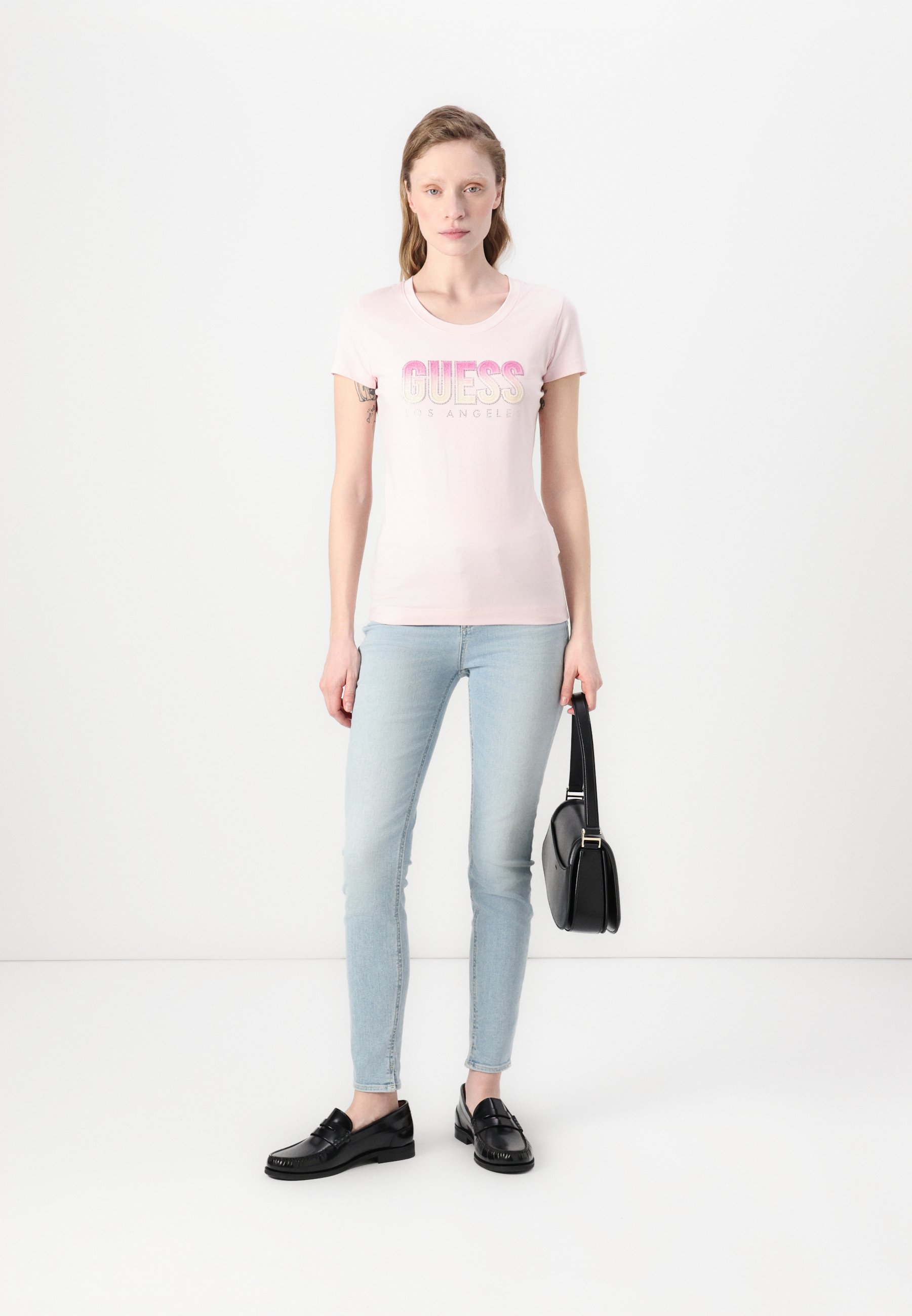 売れ筋商品|||ゲス Tシャツ レディース トップス DEGRADE LOGO TEE - Print T-shirt - low key pink Guess DEGRADE LOGO TEE - T-Shirt print - low key pink/pink