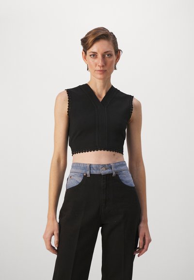 Victoria Beckham SCALLOP TRIM TANK - Débardeur - black