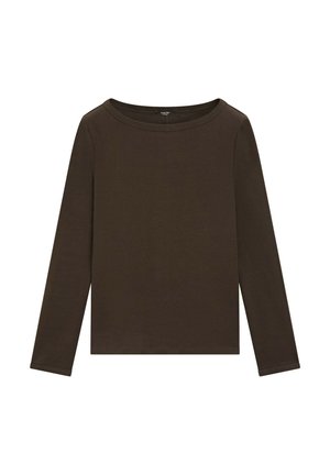 Massimo Dutti, LONG SLEEVE BOAT NECK T-SHIRT - Langærmet T-shirt - dark brown