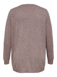 Langermet genser i myk, strukturert taupe-stoff. Har en bred rund hals og ribbede mansjetter og nederkant. Løs passform for komfort.