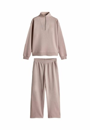 FUNNEL NECK  WIDE JOGGERS SET  - Tuta - taupe brown