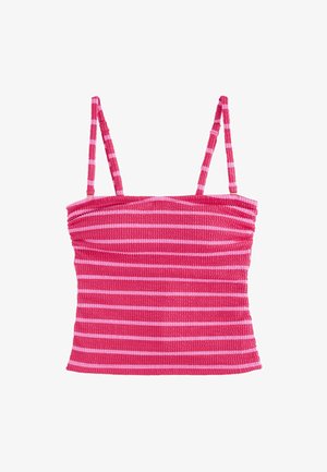 Next, PULL ON BANDEAU - Vrchný diel bikín - pink red stripe crinkle