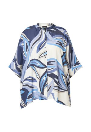 Ulla Popken PAINTED LEAF MANDARIN COLLAR - Button-down blouse - universe