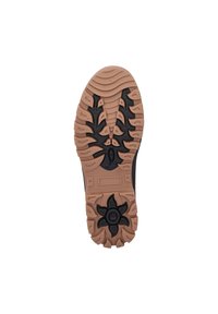 Sko sål med et gummiblad i sort mønster på en beige bund, med dybe riller og et blomstermønster for bedre greb. Størrelse 38.