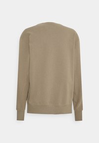 Brun sweatshirt med rund halsringning, långa ärmar och ribbade muddar. Tillverkad av mjukt tyg med en slät yta, utan synliga mönster.