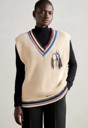 STRIPE TRIM SPENCER - Strickpullover - light calico