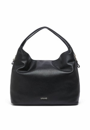 Borsa a tracolla in pelle nera con struttura morbida, manici corti e piccolo logo dorato "LIU·JO" al centro anteriore.