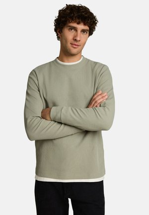 TOM TAILOR DENIM, RELAXED FIT LANGARMSHIRT MIT RIPPSTRUKTUR - Longsleeve - dark sage green