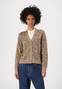 Marimekko EILINEN PIIRTO UNIKKO CARDIGAN - Cardigan - beige/black