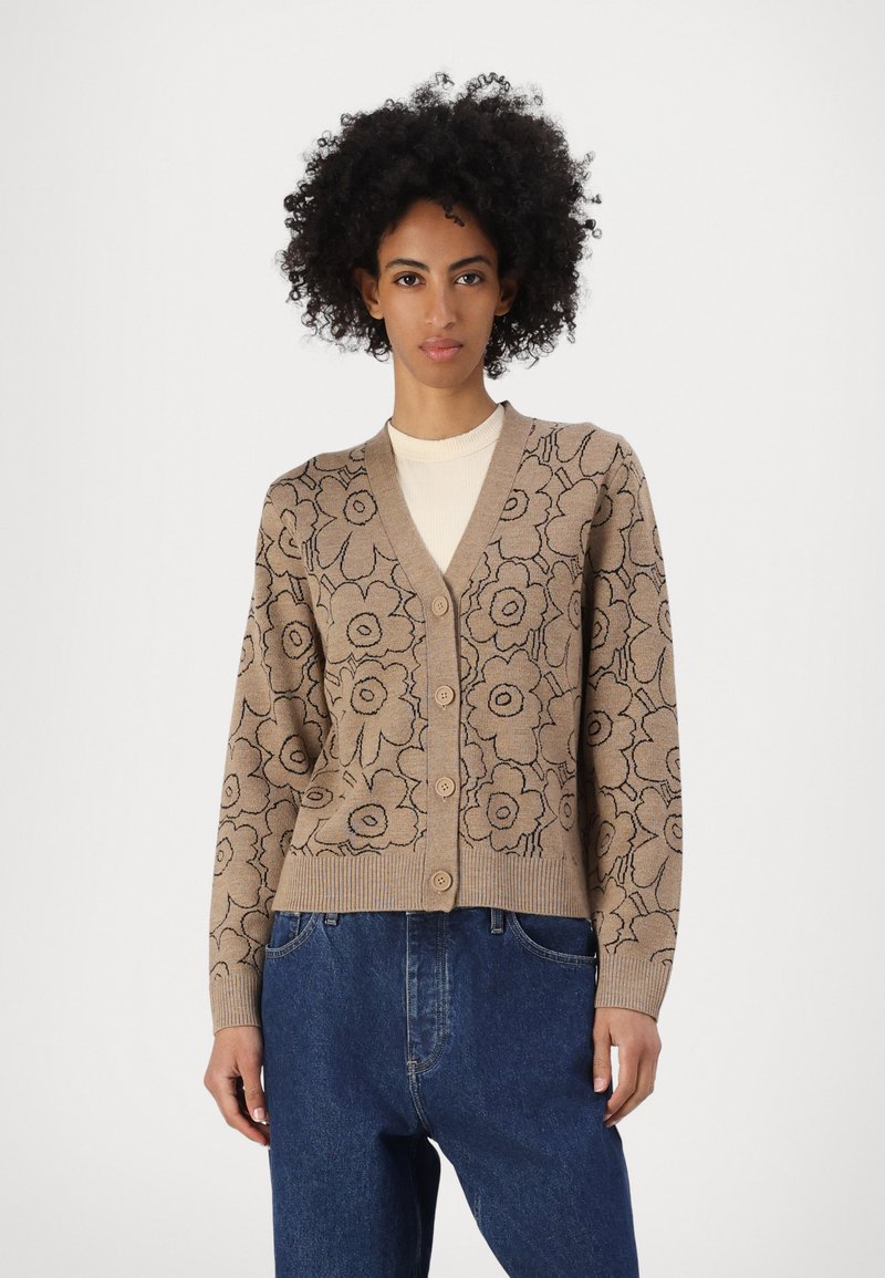 Marimekko EILINEN PIIRTO UNIKKO CARDIGAN - Cardigan - beige/black