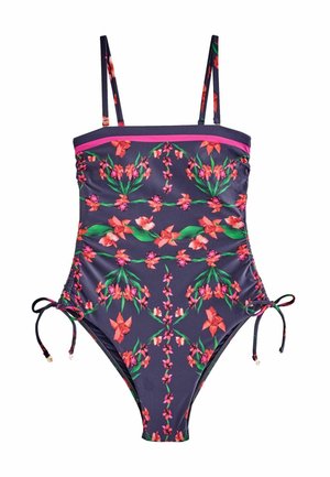 REGULAR FIT FLORAL BANDEAU TUMMY CONTROL  - Badeanzug - navy
