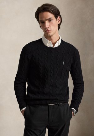 Polo Ralph Lauren, CABLE-KNIT WOOL-CASHMERE SWEATER - Svetrík - black