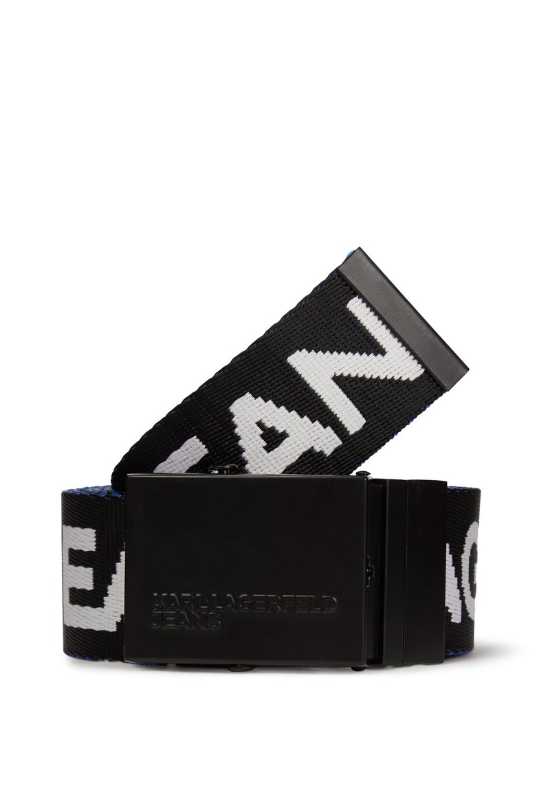 Karl Lagerfeld Jeans REVERSIBLE WEBBING - Ceinture - Black/silver-coloured/ Noir