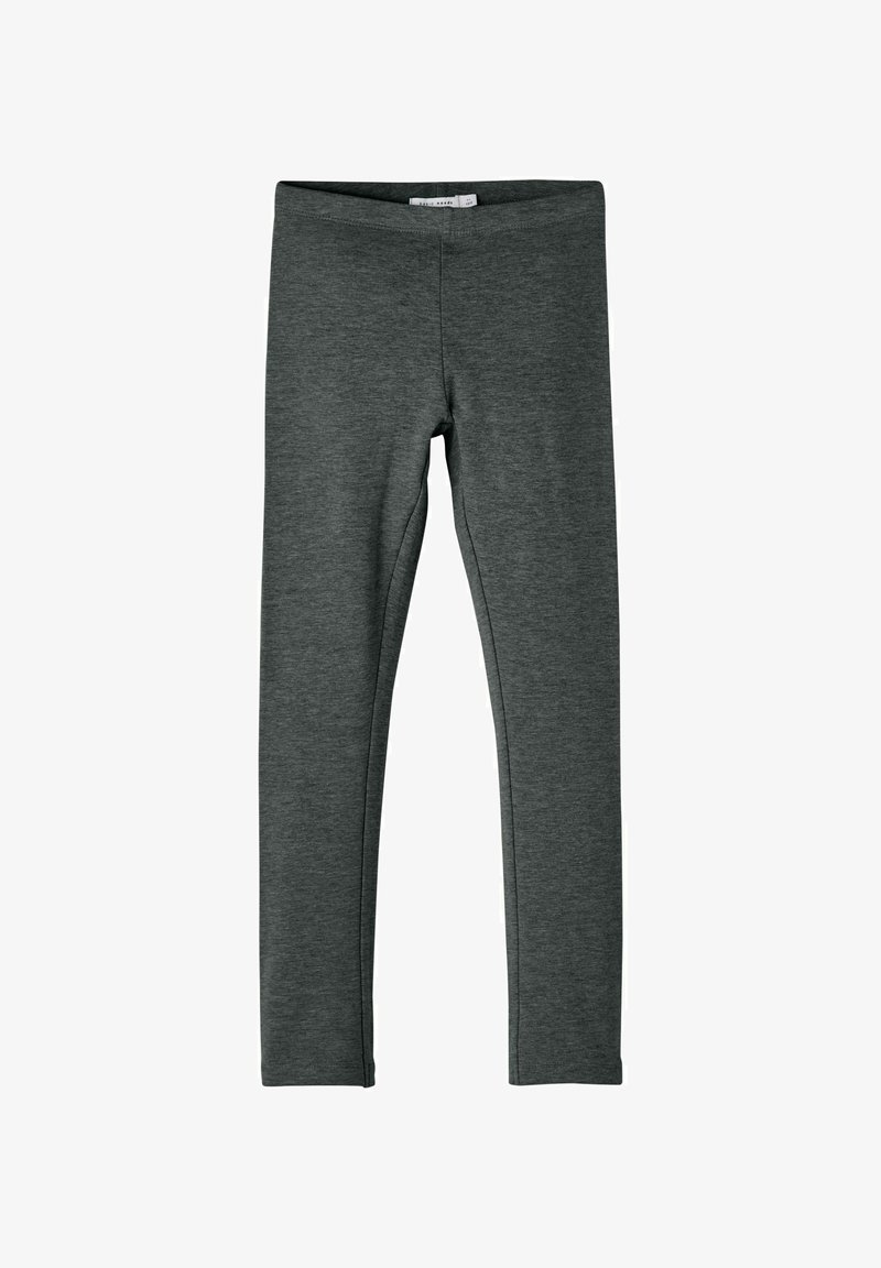 Mörkgrå leggings i mjukt material, med en tajt passform, elastisk midjeband och inga synliga sömmar för en jämn silhuett.