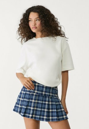Stradivarius CHECK BOX - A-linjainen hame - dark blue