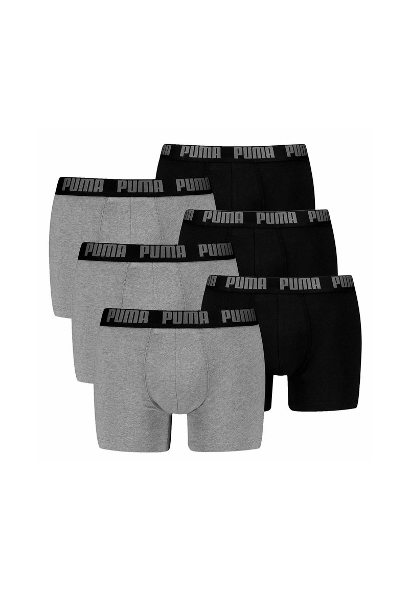 Conjunto de seis bóxers para hombre en negro y gris. Material de algodón con una cinturilla suave que presenta la marca Puma. Ajuste y diseño clásicos.