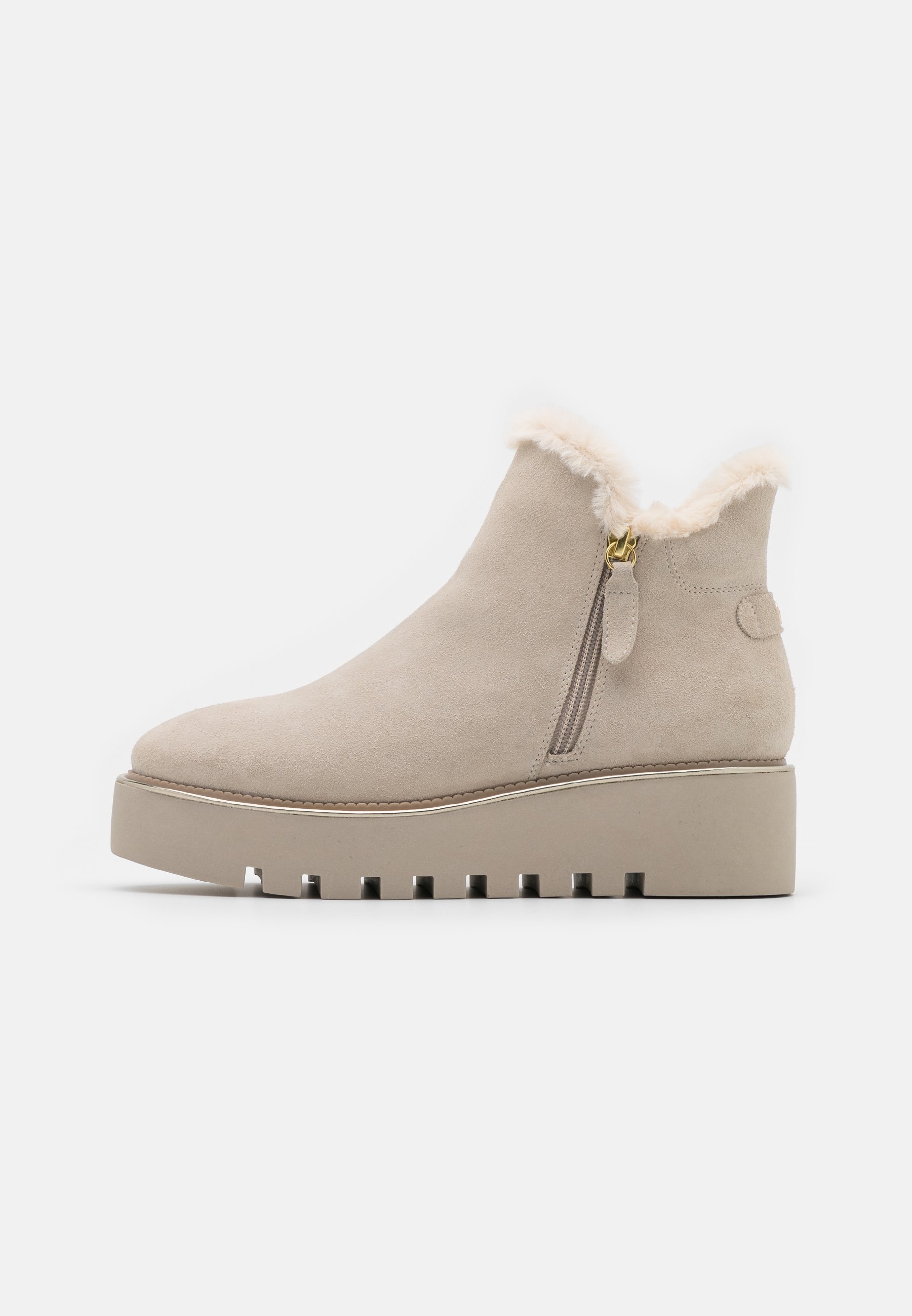 Tamaris BOOTS Enkellaarsjes met sleehak beigeBeige Tamaris BOOTS Enkellaarsjes met sleehak beigeBeige