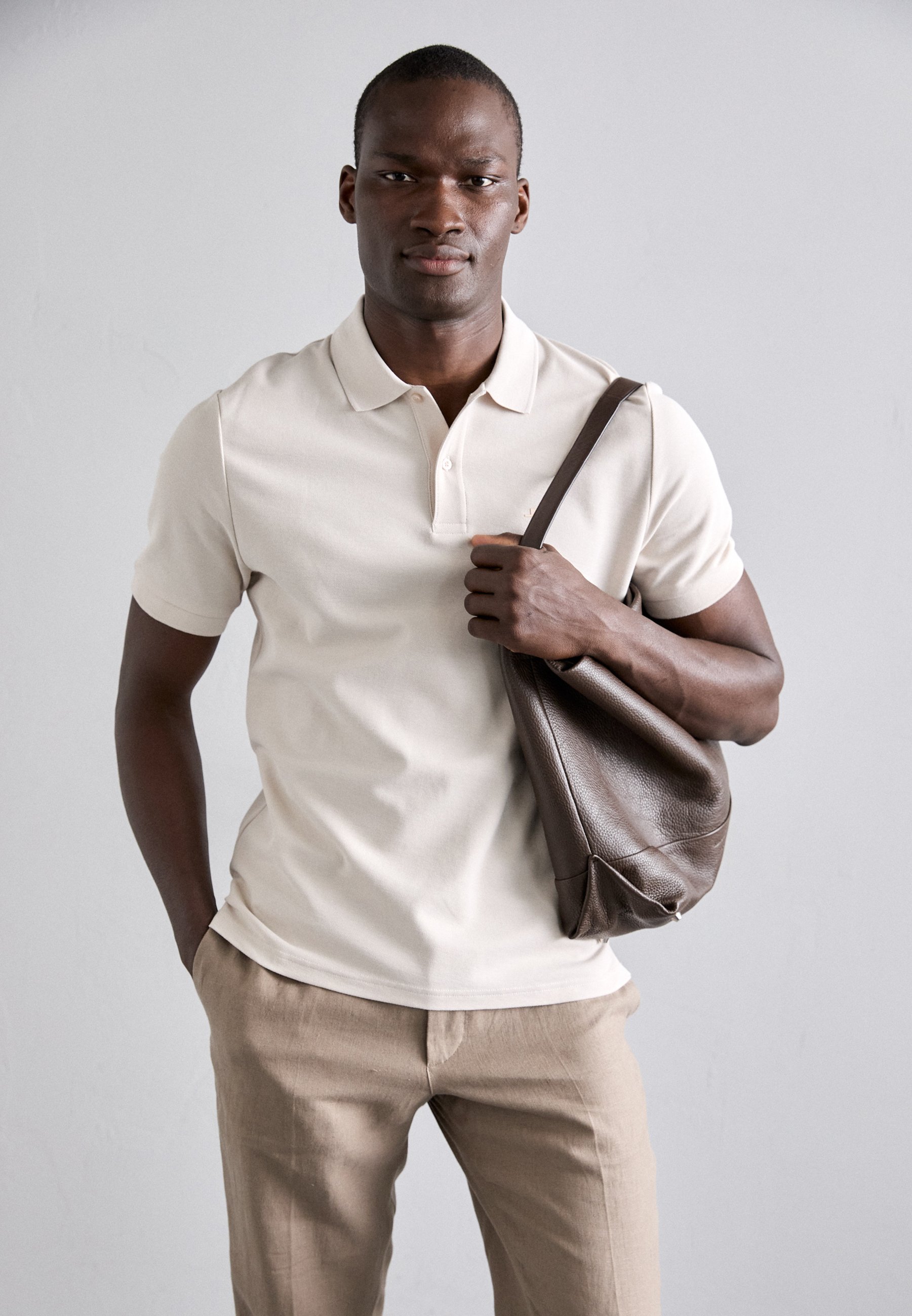 J.LINDEBERG SOREN DRAPE PANTS - Trousers - sepia tint/brown