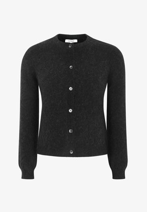 Mustikas värvi pika varrukaga kardigan, kuue esipnõppu ja ümar kaelus, etiketiga "Soft Rebels."